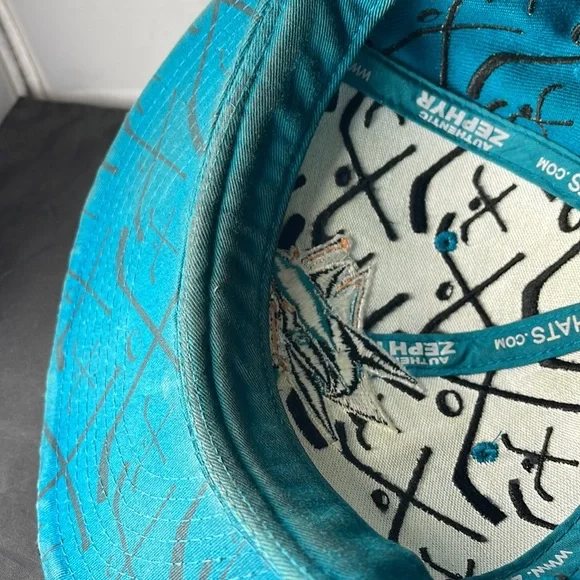 San Jose Sharks NHL Zephyr fitted hat size7 3/4 hockey stick print - Picture 8 of 9